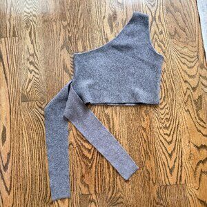 Zara Grey Asymmetrical Tie Tank Size S